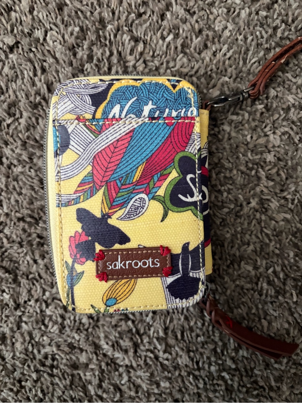 Sakroots Yellow Floral Zip Phone Wallet